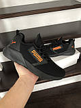 Весняні чоловічі кросівки Puma,текстиль,чорні з помаранчевим, фото 2