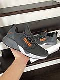 Весенние мужские кроссовки Puma,текстиль,черные с оранжевым, фото 4