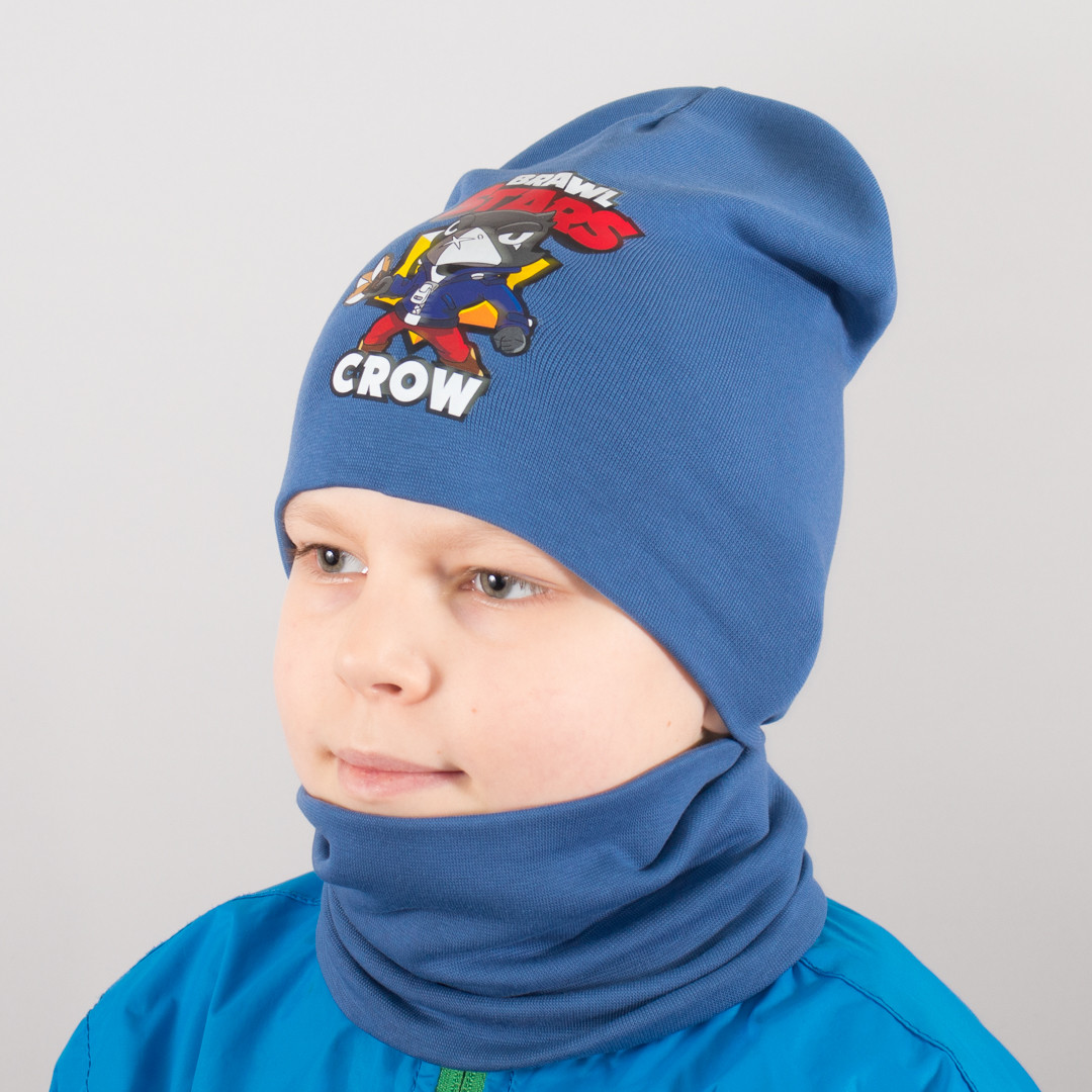 Детская шапка с хомутом КАНТА "Brawl Crow" размер 52-56 синий (OC-583)