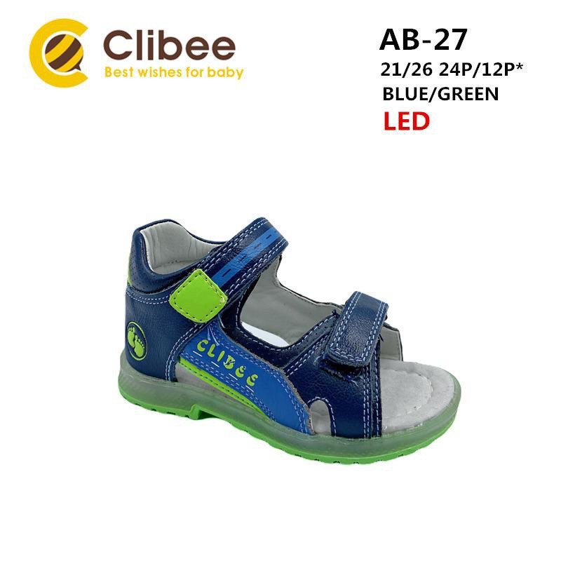 

КОЖА! Детские босоножки оптом Clibee AB27 blue-green (р.21-26), Синий