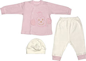 Костюм на дівчинку ріст 56 0-2 міс для новонароджених малюків комплект дитячий трикотажний бавовна рожевий