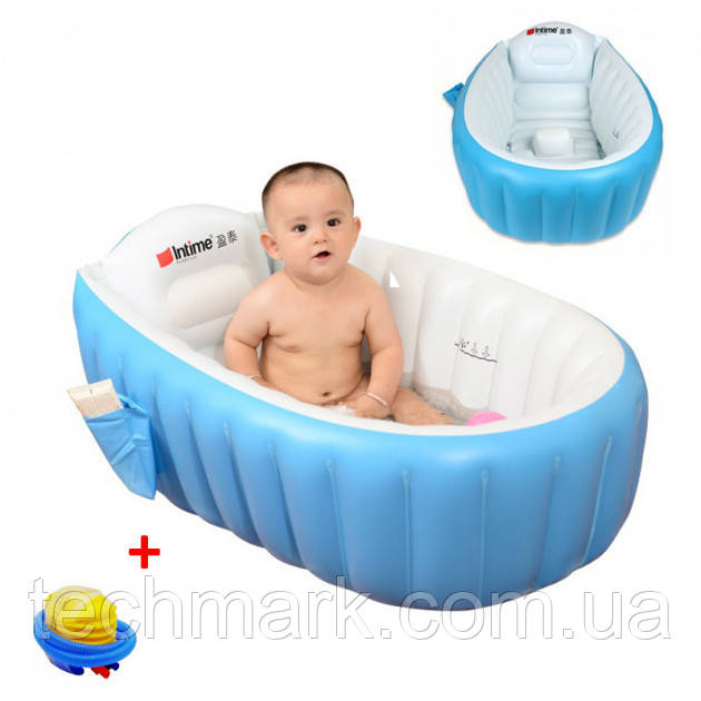 

Надувная Ванночка детская для купания 98х65х28см Intime Baby Bath Tub + насос Синий