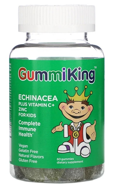 

Эхинацея с витамином С и цинком для детей, Gummi King, 60 жевательных таблеток