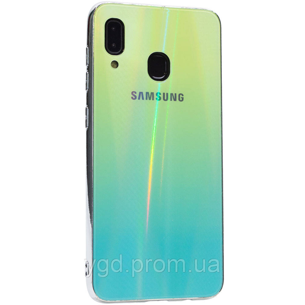 

TPU+Glass чехол Gradient Aurora с лого для Samsung Galaxy A20 / A30, Зеленый