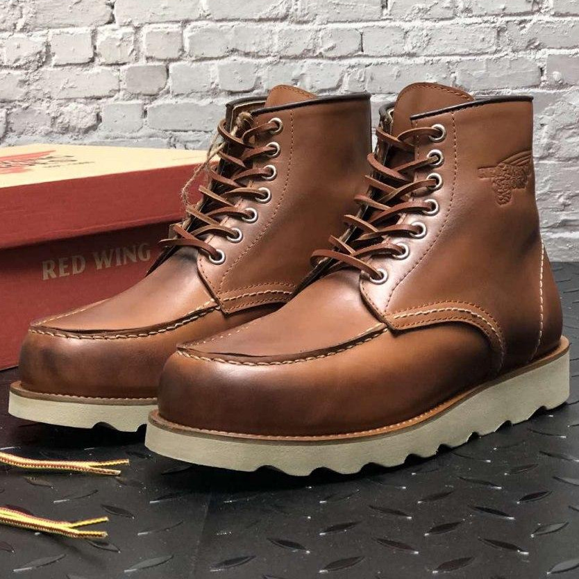 

Мужские зимние ботинки в стиле Red Wing Classic Moc, натуральная кожа, (с мехом), коричневый, США 43