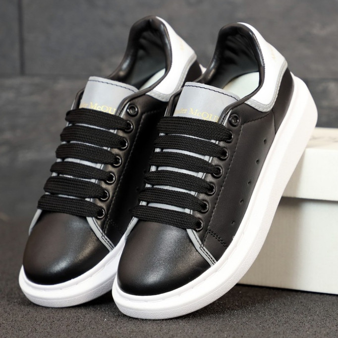 

Мужские кроссовки в стиле Alexander Mcqueen LACE-UP SNEAKER, черно-белый, рефлектив, Вьетнам 43