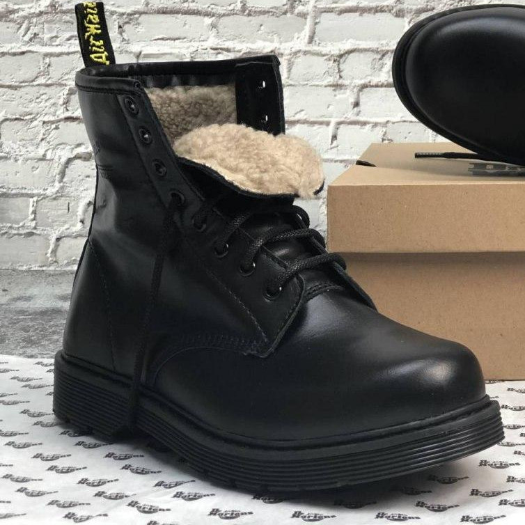 

Мужские зимние ботинки в стиле Dr.Martens 1460, кожа, (с мехом), черный, Китай 44