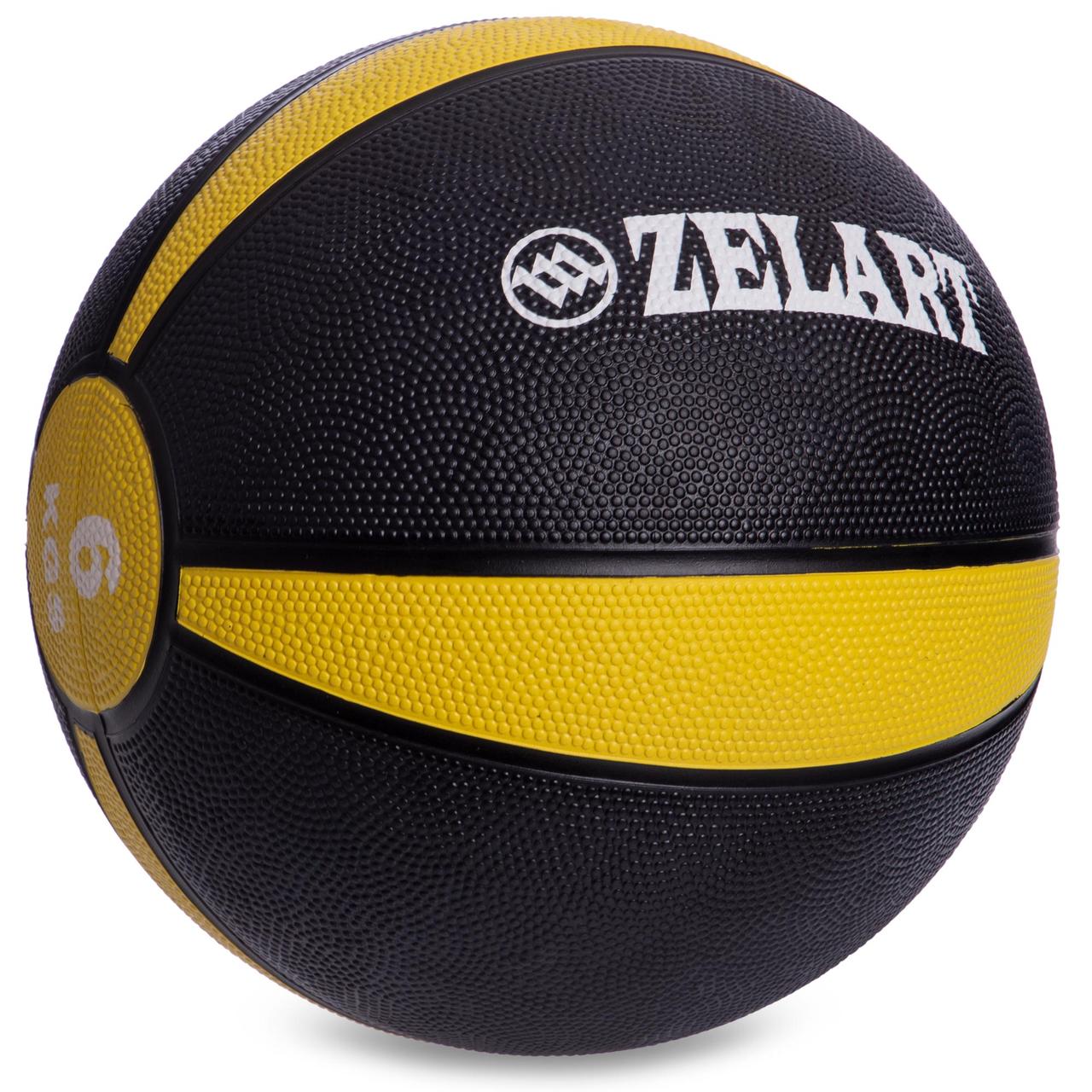 

Мяч медицинский медбол Zelart Medicine Ball FI-5122-6 6кг (резина, d-24см, серый-желтый)