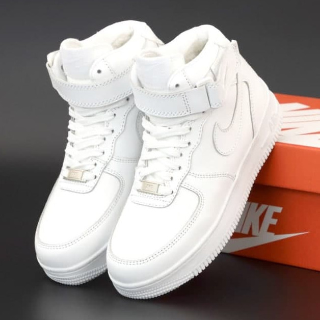 

Мужские зимние кроссовки Nike Air Force 1 Mid, натуральная кожа, (с мехом), белый, Вьетнам 42