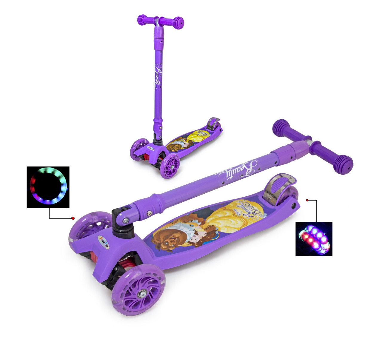 

Самокат Scooter Maxi Scooter Disney Beauty Beast с наклоном руля и складной