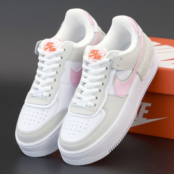 

Женские кроссовки Nike Air Force 1 Shadow, кожа, белый, серый, розовый, Вьетнам, Разные цвета