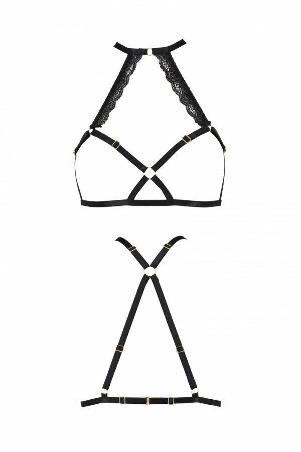 

Портупея из стреп с кружевом LORRY BRA black S/M - Passion Exclusive