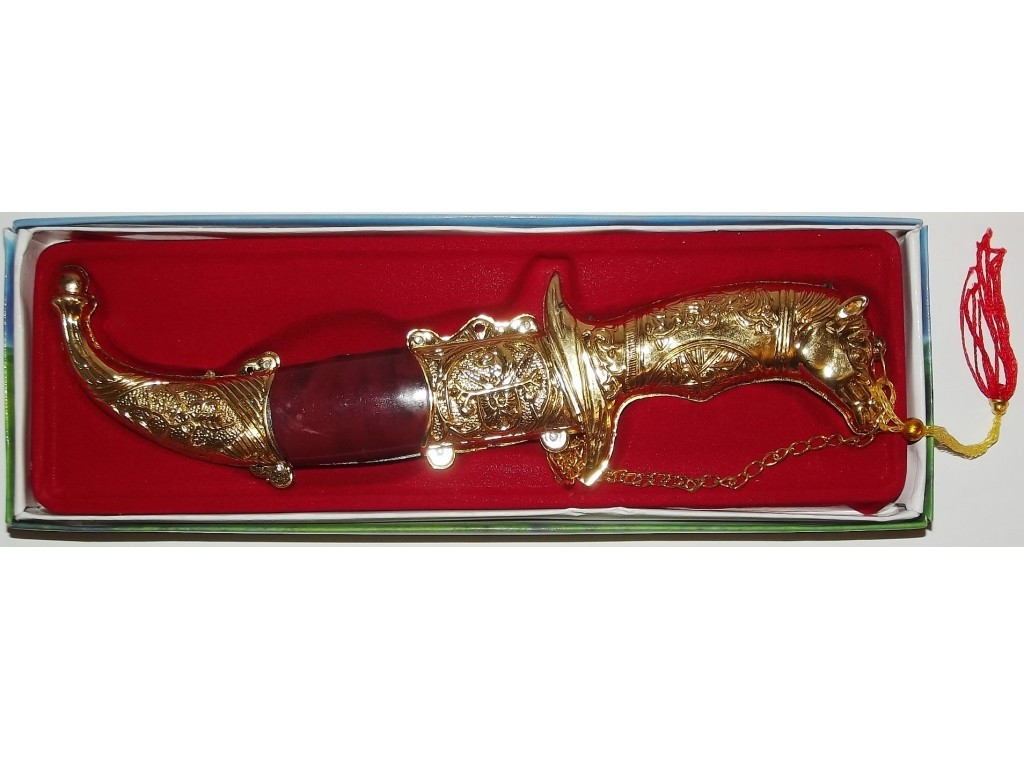 Кинджал сувенірний "Кінь" (золото), 20 см