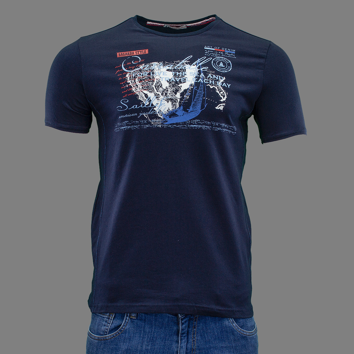 

Футболка чоловіча Bagarda BG3241 NAVY 93% бавовна 7% еластан M(Р)