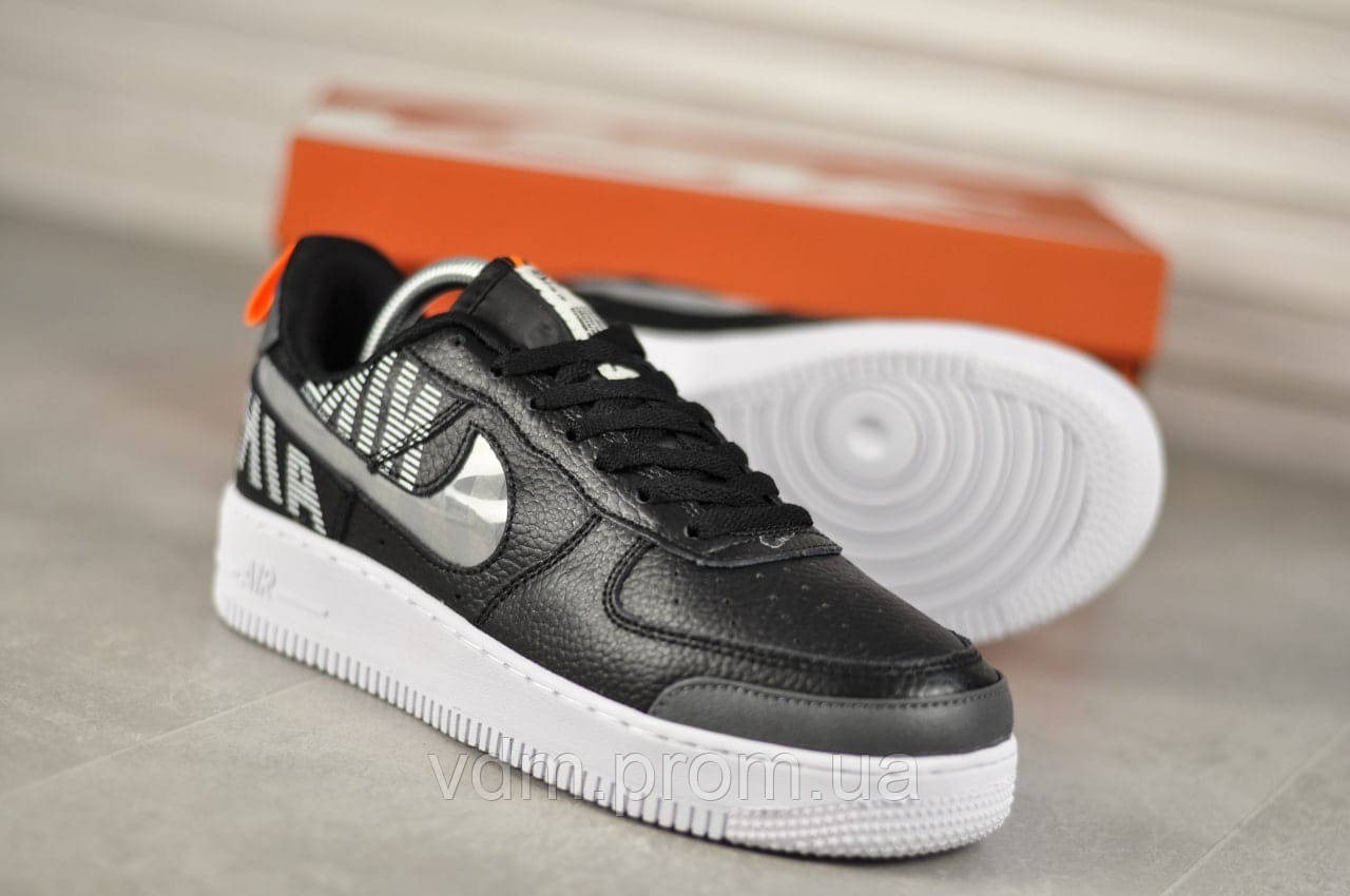 

Кроссовки мужские Nike Air Force 1 в стиле Найк Аер Форс, натуральная кожа, код TD-9342. Черные 45, Черный