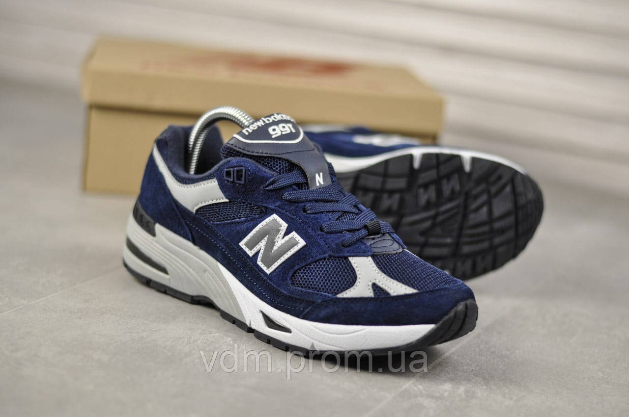 

Кроссовки мужские New Balance 991 в стиле Нью Беланс, замша, код TD-9351. Синие 44, Синий