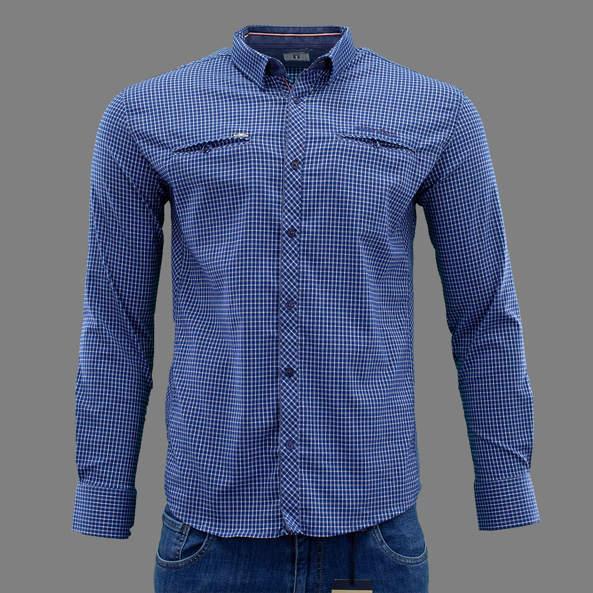 

Сорочка чоловіча, приталена (Slim Fit), з довгим рукавом Bagarda BG6602 SAX-WHITE 93% бавовна 7% еластан