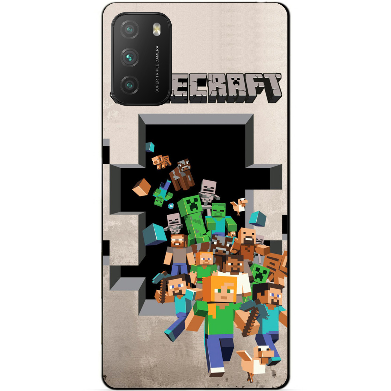 

Силиконовый бампер чехол для Xiaomi Poco M3 с игрой Minecraft, Разные цвета