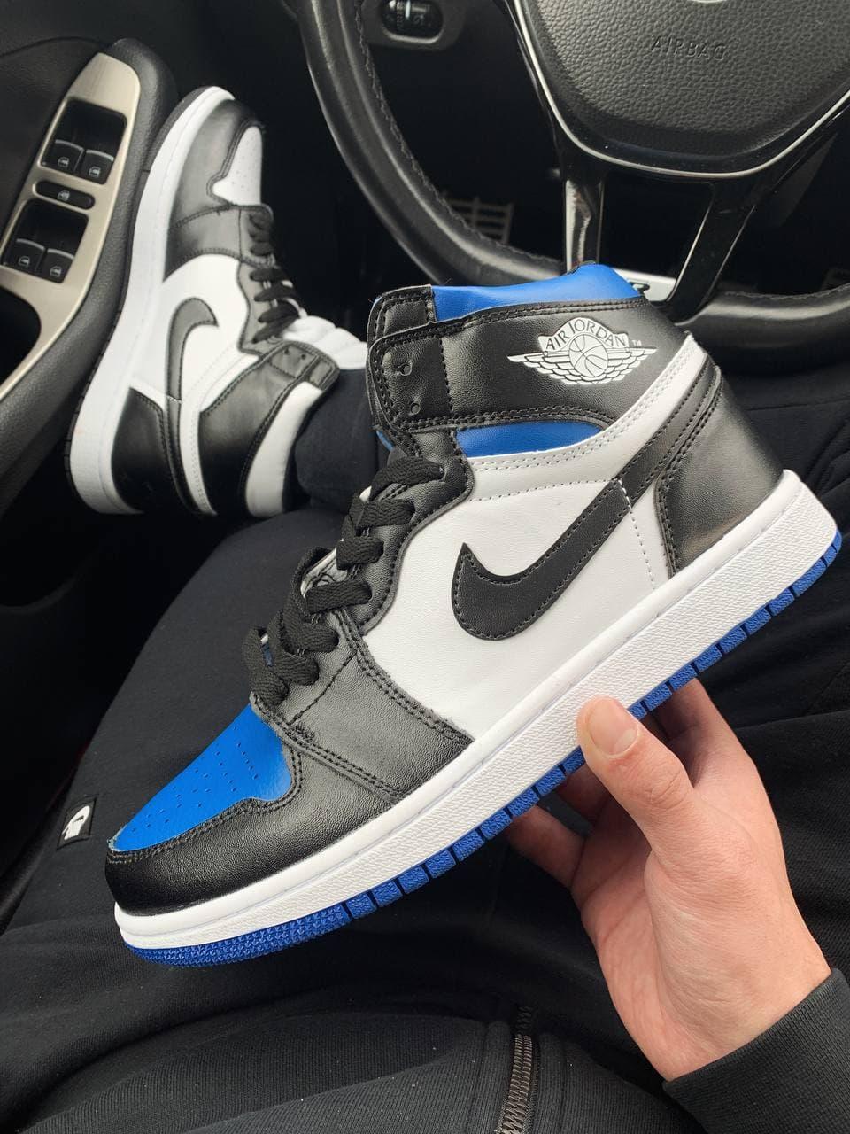 

Мужские кроссовки Nike Air Jordan Retro 1 High Black Blue / Найк Аир Джордан Ретро 1 Высокие Черные Синие 45, Синий