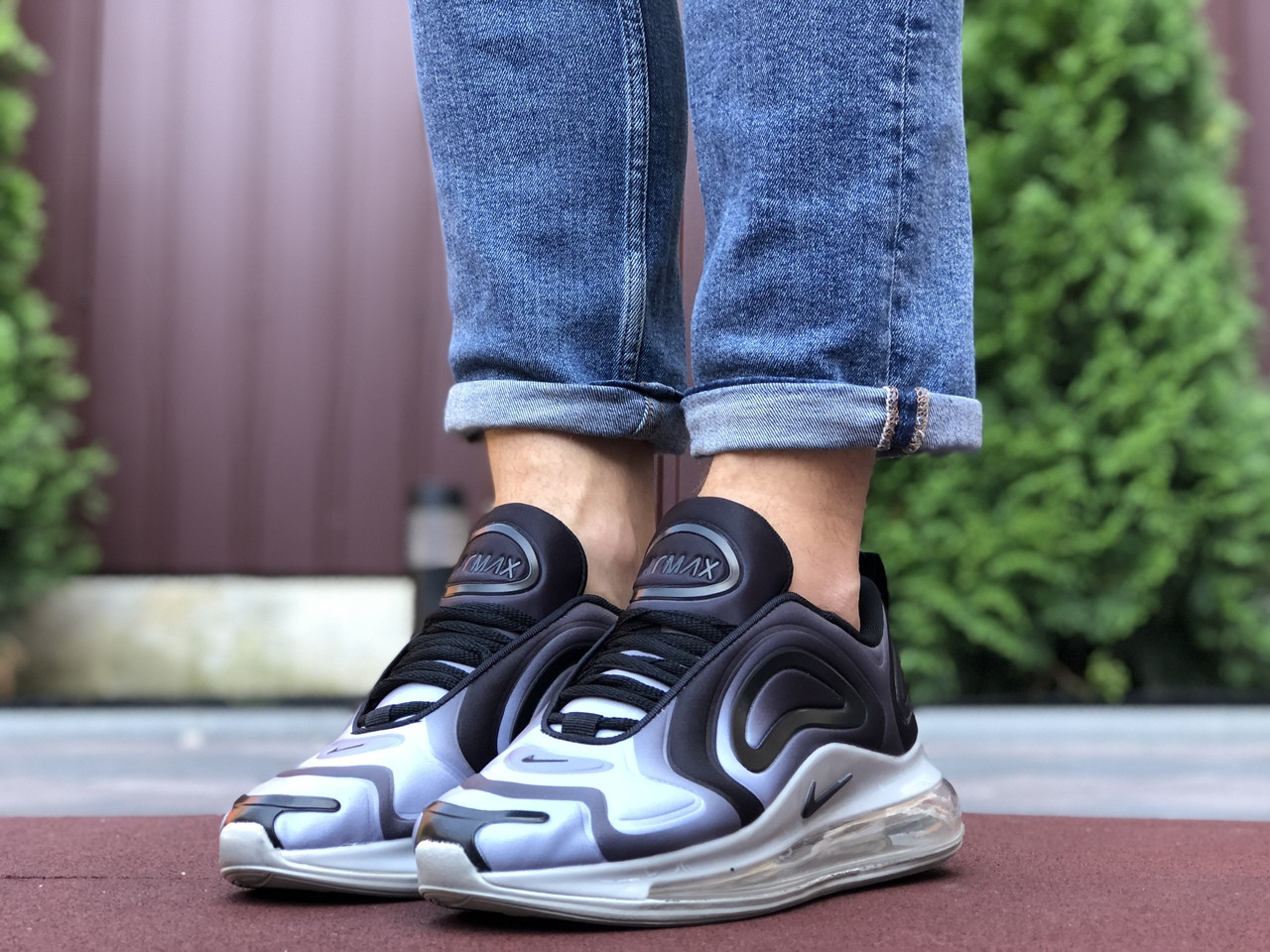 

Мужские кроссовки Nike Air Max 720,серые с черным,текстиль, Темно синий