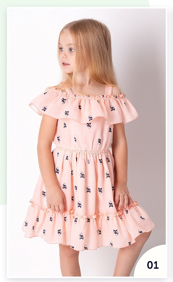 

Платье детское летнее Мевис на 3-7 лет "хлопок 100%" персиковое 98-122 110, Персиковый