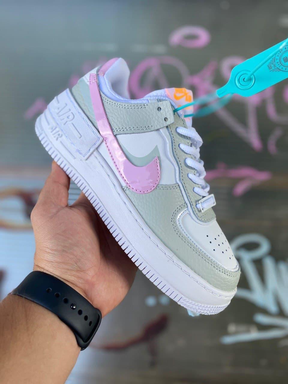 

Женские кроссовки Nike Air Force Shadow Grey Pink White / Найк Аир Форс Шадоу Серые Розовые Белые 38, Серый