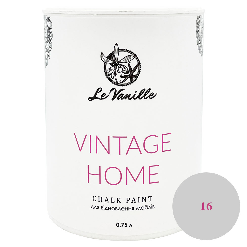 

Меловая краска Le Vanille Vintage Home светло-пепельная (цвет 16) 0,75 л