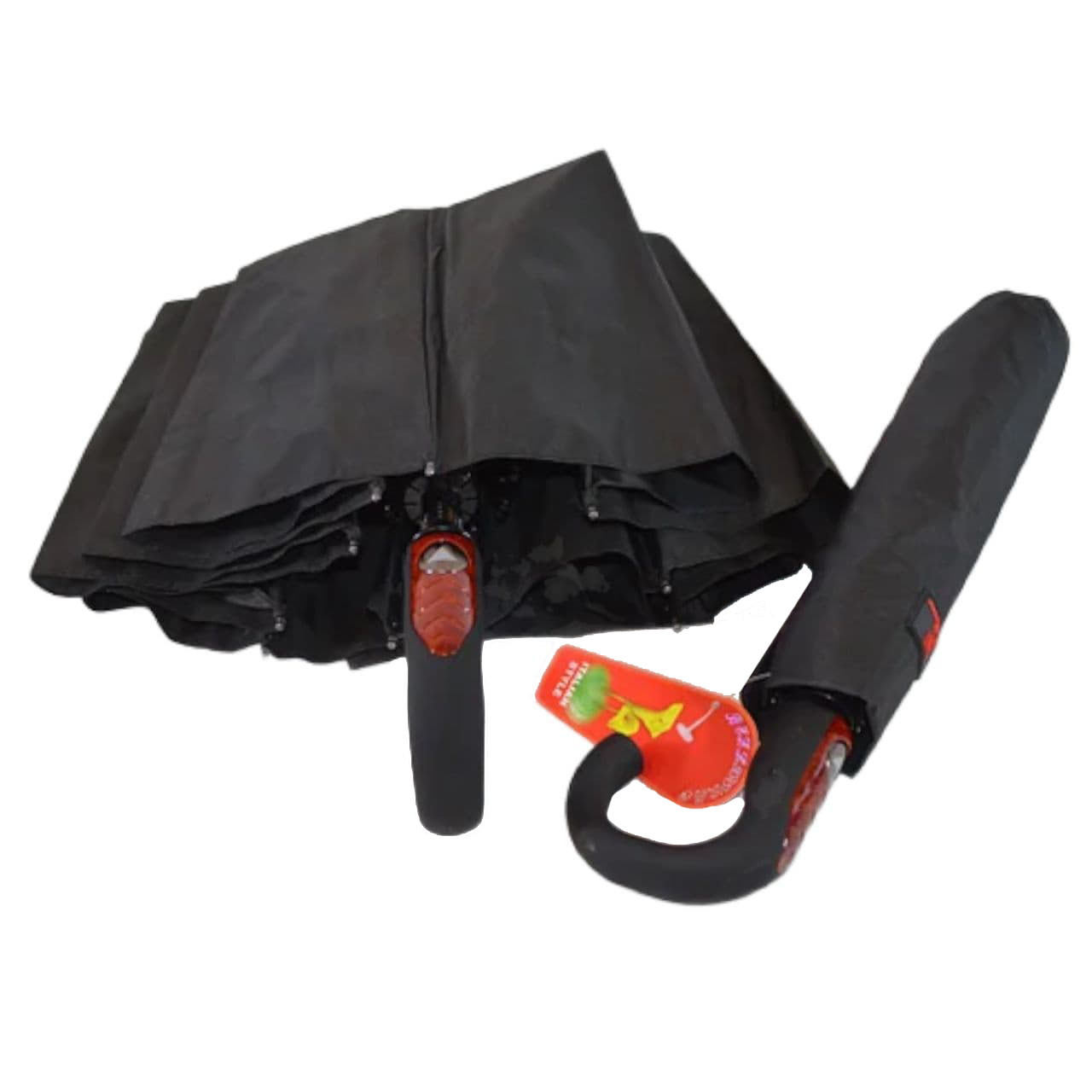 

Мужской зонт-полуавтомат с ручкой крюк от 'Bellissimo', черный, 453BL-1