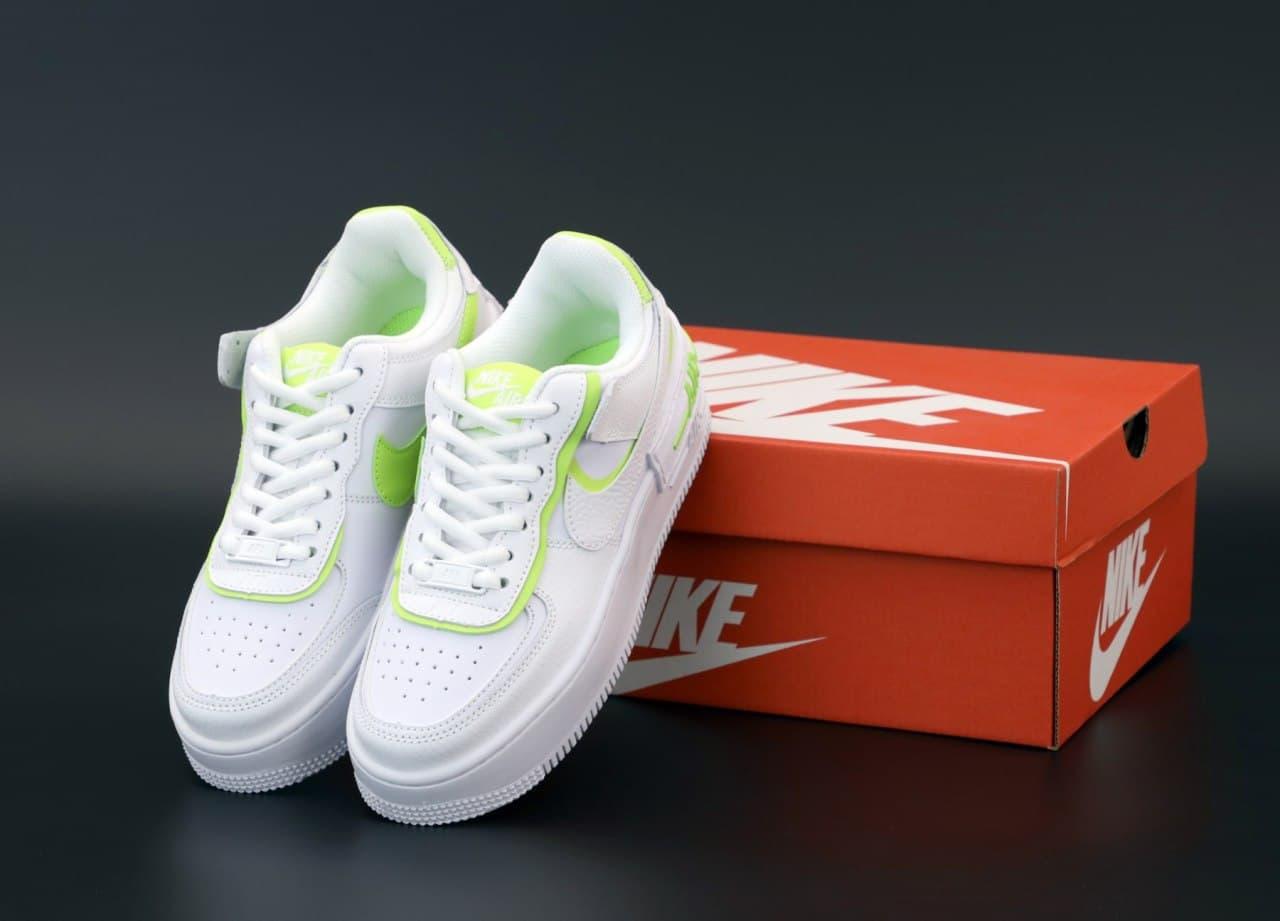 

Женские кроссовки Nike Air Force Shadow White Neon Green / Найк Аир Форс Шадоу Белые Неоновые зеленые 38, Белый