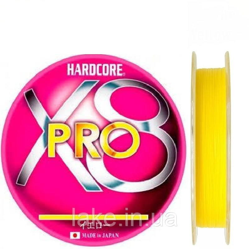 

Шнур Duel Hardcore X8 Pro 200m PE1.0 20lb yellow 0.17mm 9.0kg), Желтый