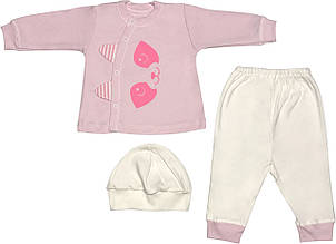 Костюм на дівчинку ріст 56 0-2 міс для новонароджених малюків комплект дитячий трикотажний бавовна рожевий