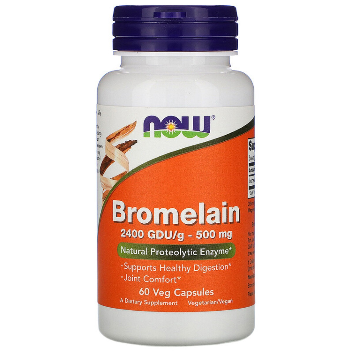

Бромелайн, Bromelain, Now Foods, 500 Мг, 60 Капсул