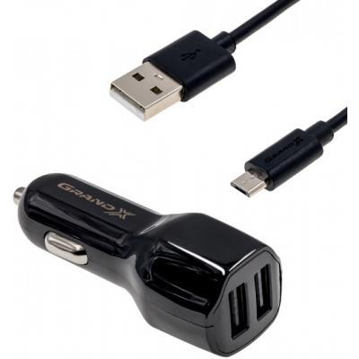 

Зарядное устройство Grand-X 2,1A, 12-24V, Black 2USB 5V/2.1A + DC cable USB/Micro USB,1m (CH-26BM, Черный