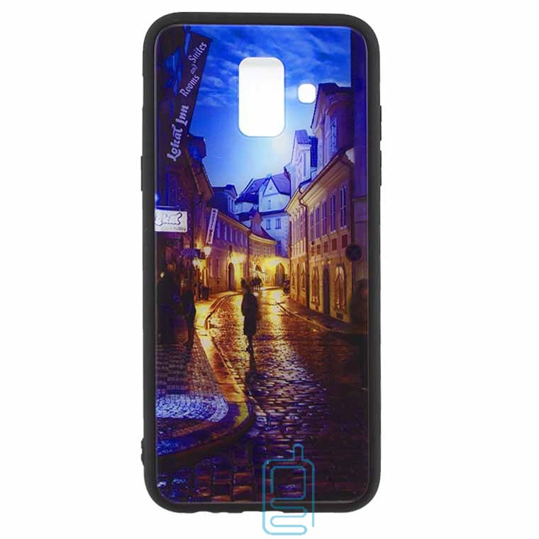 

Чехол накладка Glass Case New Samsung A6 2018 A600 переулок, Черный