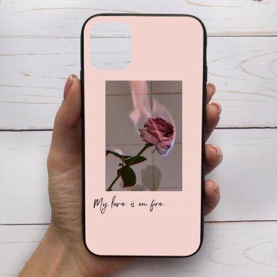 

Чехол Mood для iPhone 11 с рисунком Роза горит и надпись SKL68-286426, Разные цвета