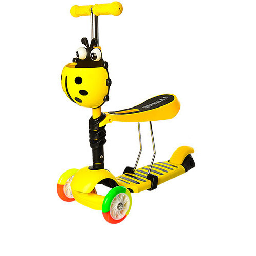 

Самокат-беговел детский JR 3-054-H трехколесный с багажником (Желтый