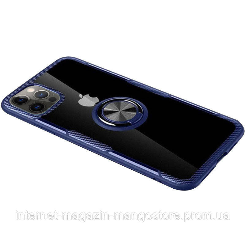 

TPU+PC чехол Deen CrystalRing for Magnet (opp) для Apple iPhone 12 Pro / 12 Max (6.1"), Бесцветный / синий