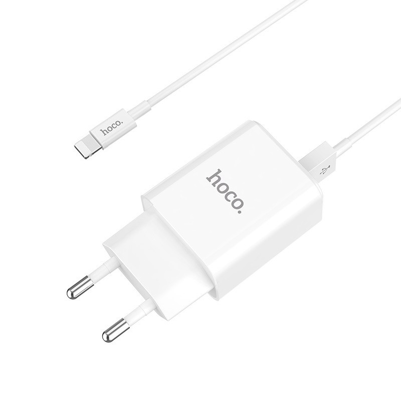 

Сетевое зарядное устройство Hoco C62A Victoria c кабелем Lightning (2USB, 2.1A) White, Белый