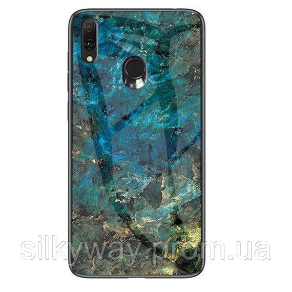 

TPU+Glass чехол Luxury Marble для Samsung Galaxy M20 (Морская волна / Голубой)