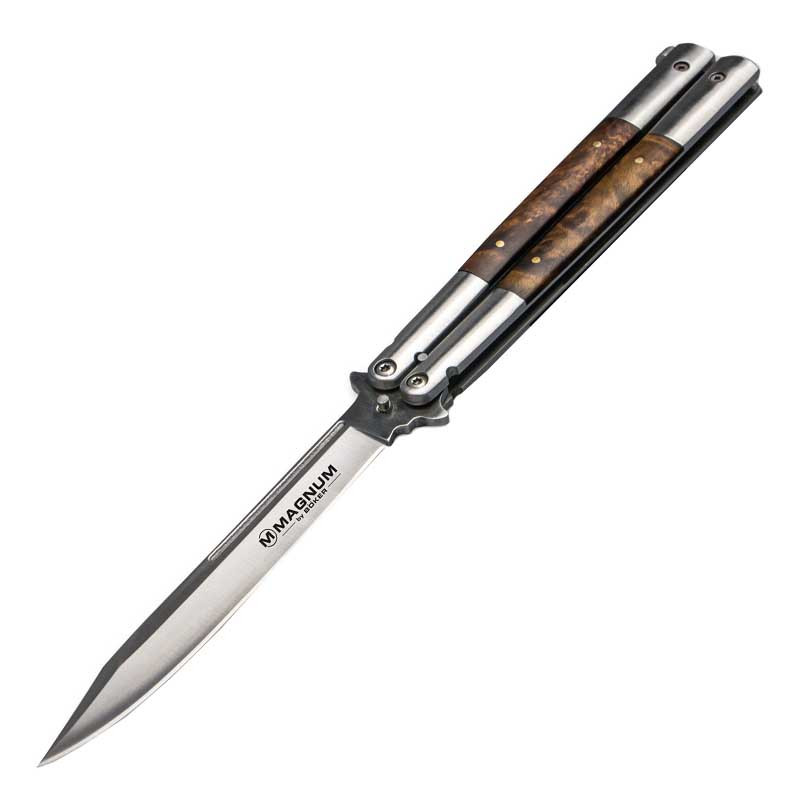 

Нож бабочка, балисонг Boker Magnum Balisong Wood Large (длина: 225мм, лезвие: 125мм), дерево