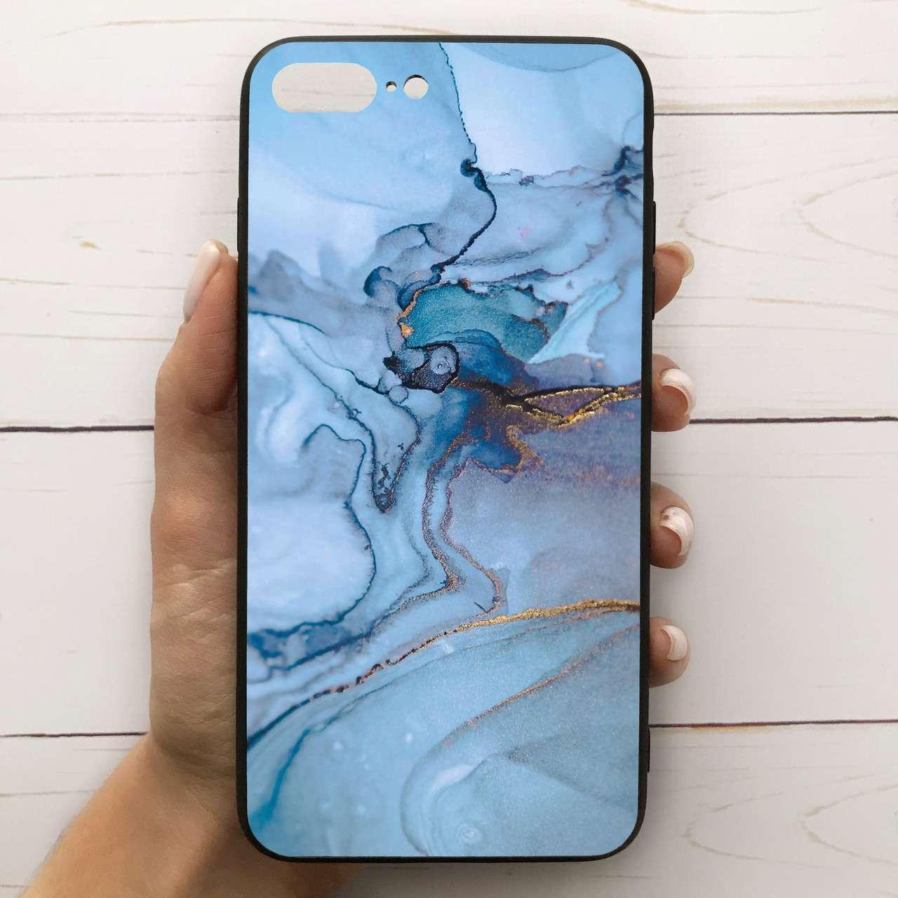 ̊ Чехол-накладка силиконовый для Apple iPhone 7 Plus / 8 Plus с рисунком принтом Мрамор голубой M-287268, Разные цвета