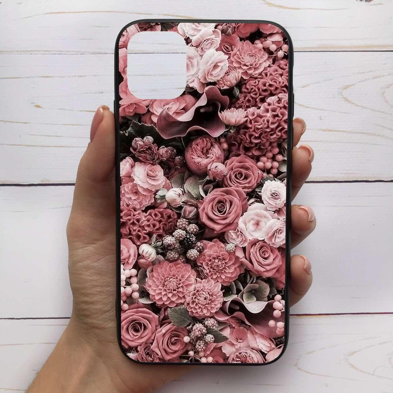 

͛ Чехол-накладка силиконовый для Apple iPhone 11 с рисунком принтом Розовые розы M-288554, Разные цвета