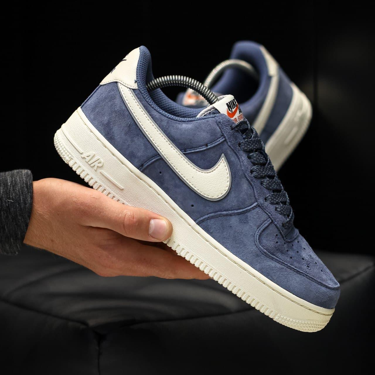 

Мужские кроссовки Nike Air Force Lou Luxury Suede Blue White / Найк Аир Форс Синий Белый 42