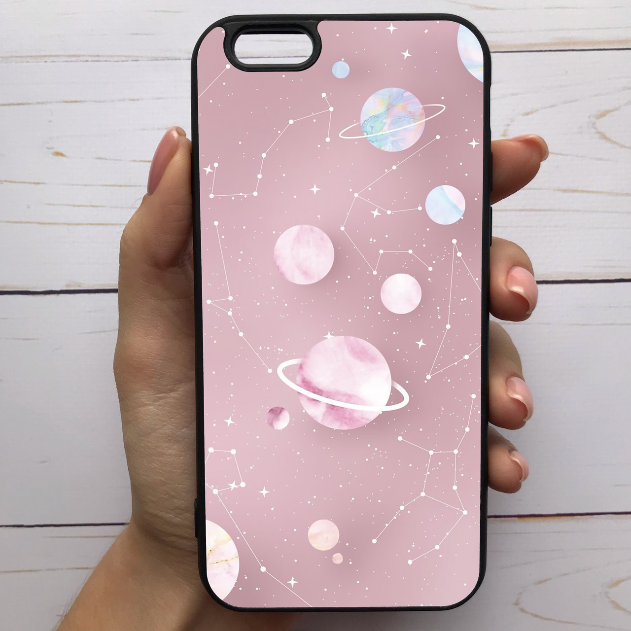 

͛ Чехол-накладка силиконовый для Apple iPhone 7 / 8 с рисунком принтом Розовые планеты M-285804, Разные цвета