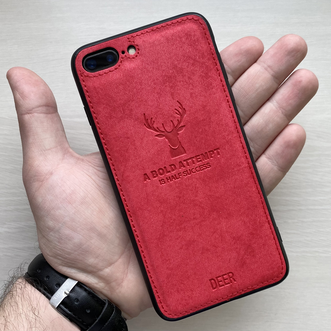 

Чехол на айфон Iphone 8 Plus ( Красный / Red ) Silicone Deer case тканевый c оленем накладка бампер