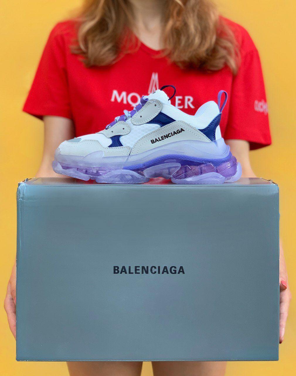 

Женские кроссовки Balenciaga Triple S Clear Sole Violet White / Баленсиага Трипл С Фиолетовые Белые, Фиолетовый