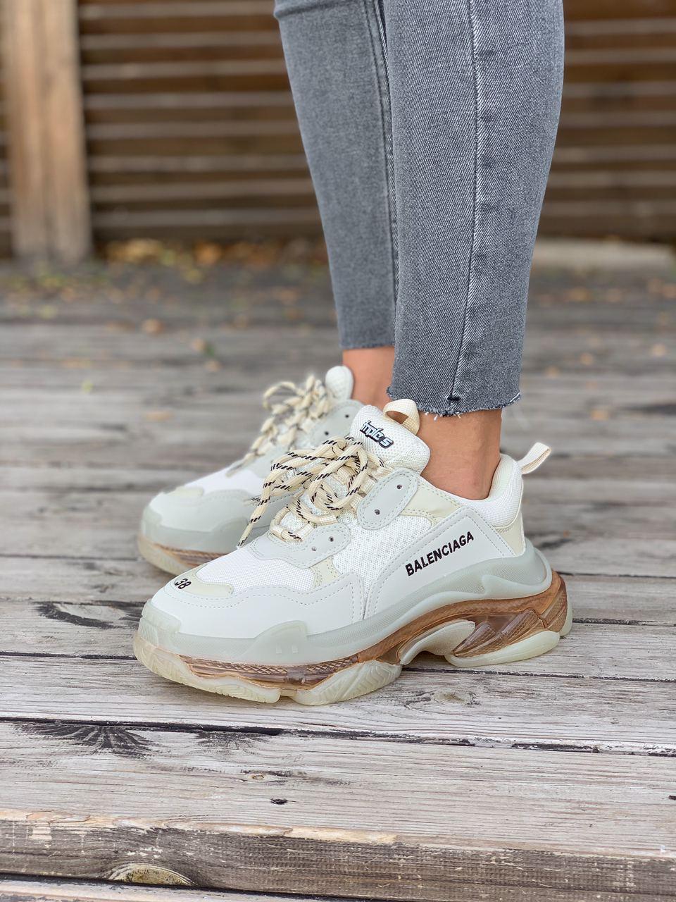 

Женские кроссовки Balenciaga Triple S Clear Sole Cream Gold / Баленсиага Трипл С Кремовые Золотистые 37, Бежевый