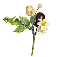 Пасхальная праздничная ветка "Крашенки и цветочки" 16 см, пасхальный декор