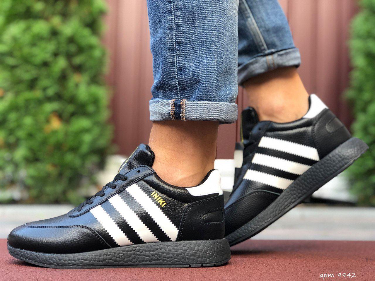 

Мужские зимние кроссовки Adidas Iniki Runners Black White / Адидас Иники Черные Белые 44