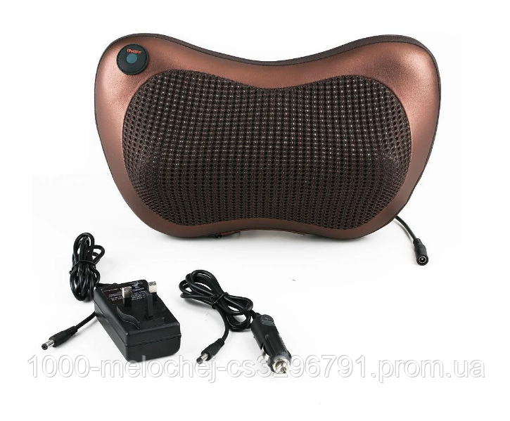 

Роликовый массажер для спины и шеи Massage pillow GHM 8028 массажная подушка с подогревом 4 ролика